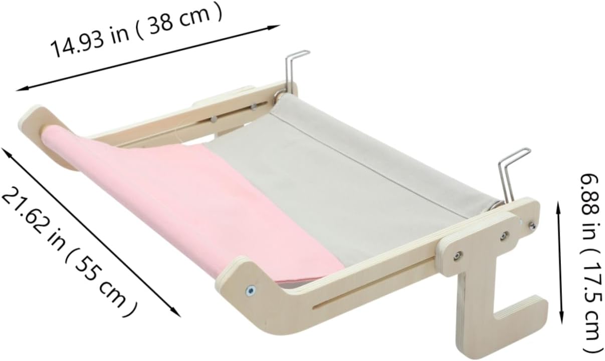 Milisten Adjustable Cat Window Hammock Bed Thickened Wooden Cat Perch for Indoor No Suction Cups Large Size Sturdy Design