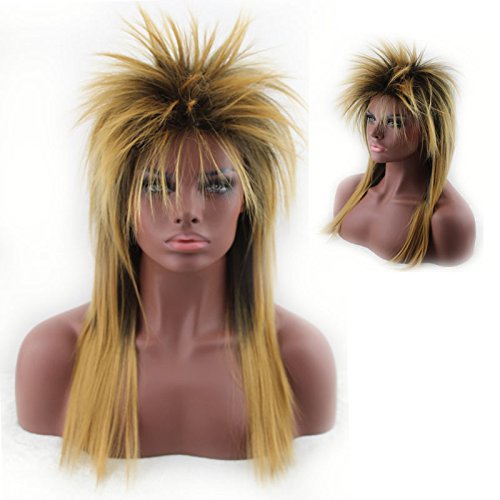 TopWigy Women's 80's to the Maxx Spiky Rocker Wig Rock Star Yellow Spiked Wig