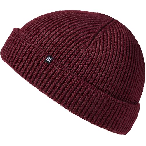 Enter the Complex® Fisherman Beanie, 100% Merino Wolle, Docker Mütze, Fischermütze, Seemannsmütze, Ribbstrick, Damen und Herren, Bordeaux