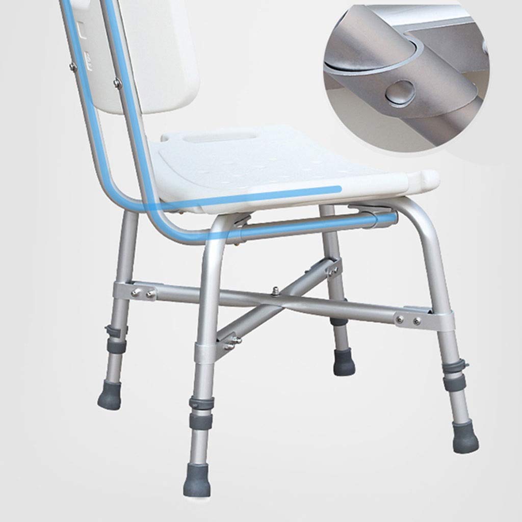 CHEWYNP Asiento de Ducha Reforzado con Respaldo y apoyabrazos Silla de Ducha Antideslizante Taburete de Ducha Aleación de Aluminio Ajustable en Altura