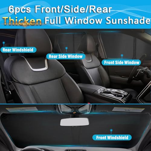 Image of KMF 6pcs Thicken Full Window Sun Shades for Honda Civic Accessories 2012-2015, Windshield Sunshade Sun Visor Car Window Covers for Side Rear, UV Block and Blackout Privacy for Camping Outdoor