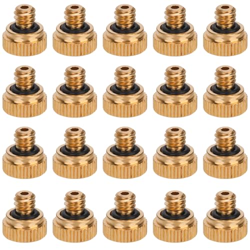 NQEUEPN 20pcs Buses de Brumisation en Laiton, Buses de Brumisation Filetées pour Tube 1/4 Système de Refroidissement Extérieur Humidification de l'Aménagement Paysager de Serre