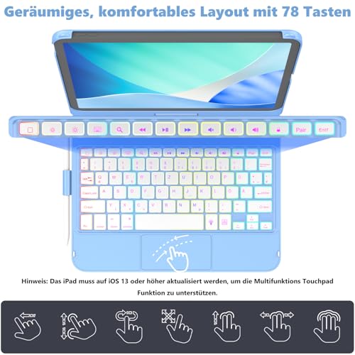 FUWANG Für iPad A16 11 (A16)/10 Gen Hülle mit Tastatur, Trackpad 360° – Ansicht 6