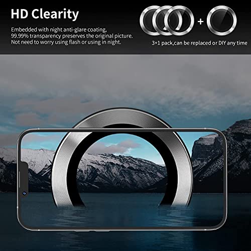 Image of Compatible for i Phone 14 | iPhone 14 Plus Camera Lens Protector, Tempered Glass Bling, Alloy Metal Camera prtotecton for i phone14 Silver
