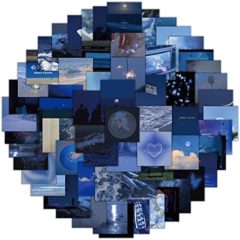 60pcs Blue Landscape Stickers Healing Ins Girl Stickers for Journal,Funny Aesthetic Vinyl Waterproof Decals for Laptop Water Bottle Bike Guitar Travel Case Scrapbook
