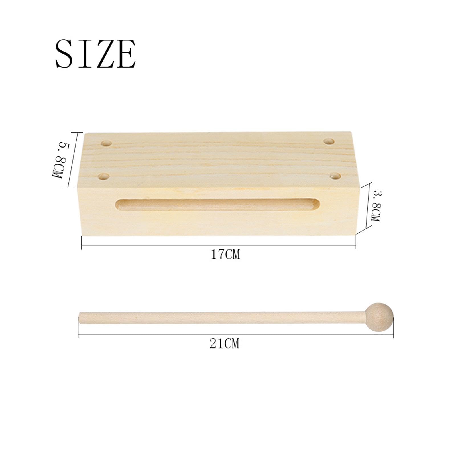 Wood Rhythm Block with Drumstick, Solid Hardwood, Easy to Use Wood Block Musical Instrument Wooden Percussion Block