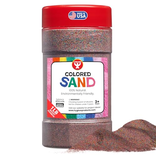 Image of Hygloss Colored Sand for Crafts - 1 lb Bottle, Bright Rainbow - Vibrant Colorful Fine Sensory Play Sand Art Kits for Kids - Classroom Activities for Children 3 4 5 6 7 8 9 10 11 12 - Safe for Ages 3+
