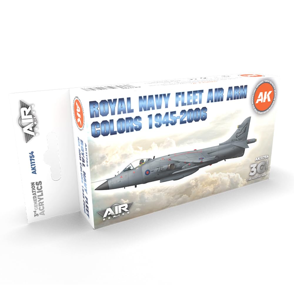 Ak Interactive Grey,White Ak Acrylics 3Gen Aircraft Set Ak11754 Rn Fleet Air Arm Aircraft Colors 1945-2010 Set 3G (6 X 17 Ml)