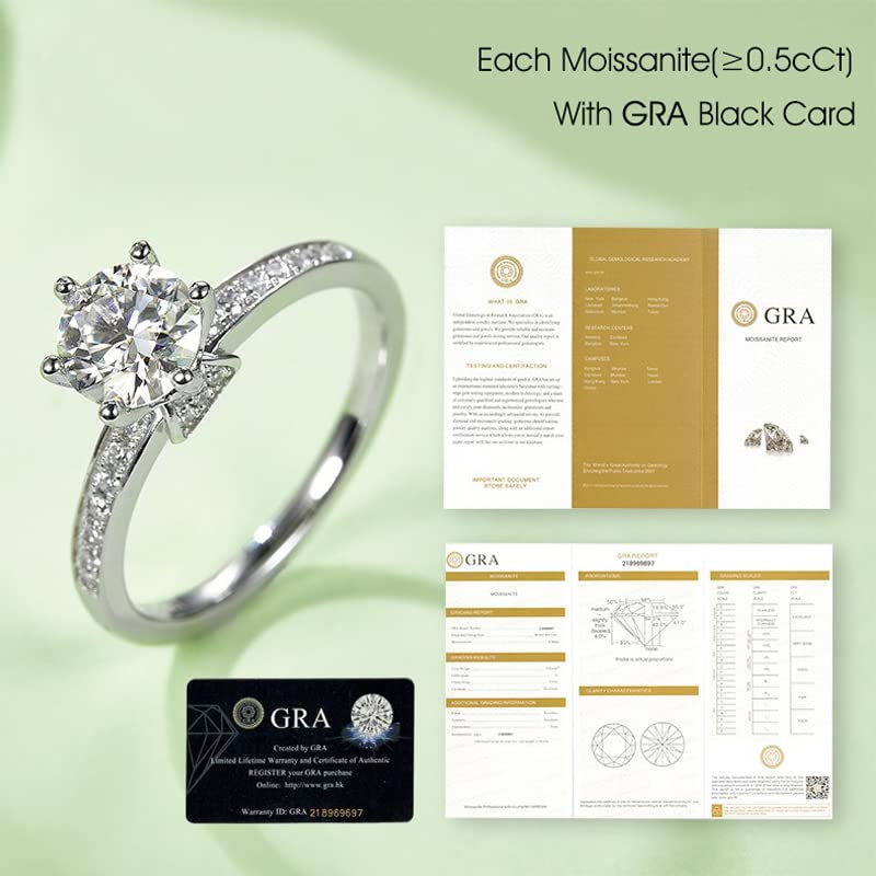 White/Pink/Yellow/Green/Black/Blue Moissanite Rings Wedding Promise Ring for Women 18K White Gold Plated 925 Sterling Silver D Color Moissanite Engagement Rings Christmas Gifts for Her(Size 5-10)3