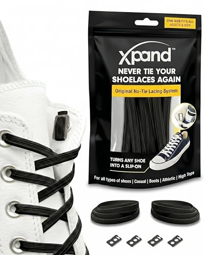Xpand No Tie Elastic Shoe laces for Adults & Kids, 1 Size Fits All Shoelaces | Shoe Strings for Sneakers, Runners & High Tops Shoes