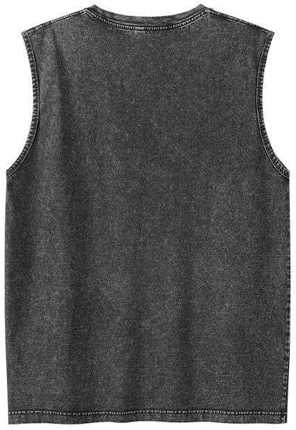 UOUA Men's Graphic Tank Tops Washed Sleeveless Tee Shirts Summer Vintage Cotton Streetwear (S-2XL) - Image 4