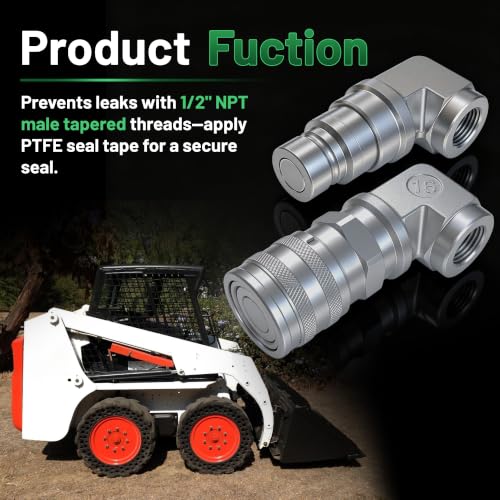 Image of Flat Face 90Skid Steer Hydraulic Quick Coupler,1 /2 inchNPT x 1 /2 inchBody Male
