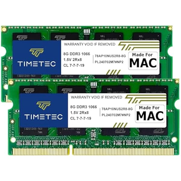 Timetec 16GB(2x8GB) kompatybilny z Apple DDR3 1067MHz/1066MHz PC3-8500 RAM dla MacBook (połowa 2010 13 cali), MacBook Pro (połowa 2010 13 cali), iMac (koniec 2009 27 cali), Mac Mini (połowa 2010)