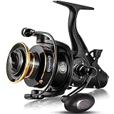 Moulinets de Carpe Sougayilang, Moulinets de pêche filante puissante et Lisse 6+1BB Moulinets de pêche à la Carpe,Max Drag 33LB Bobine de pêche d’Eau salée/d’Eau douce-70