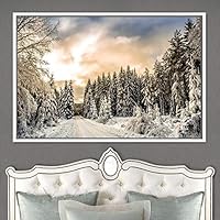 Framed Canvas Wall Art Rustic Woods Brown Dark Dramatic Forest Group Nature Photography Realism - 16x24 inches