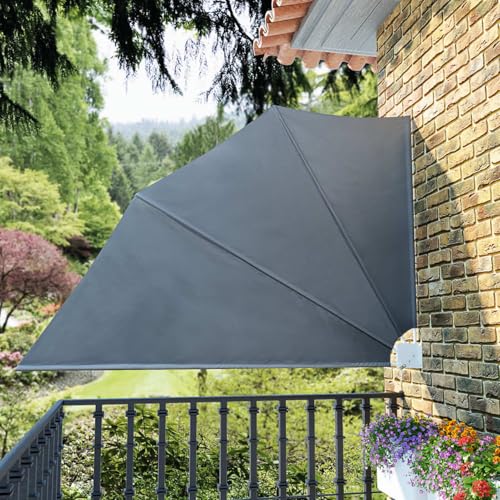 Faltbarer Balkonfächer Grau 160×240 cm Gelenkarmmarkise Außenmarkise für Terrasse Eingangsbereich Café