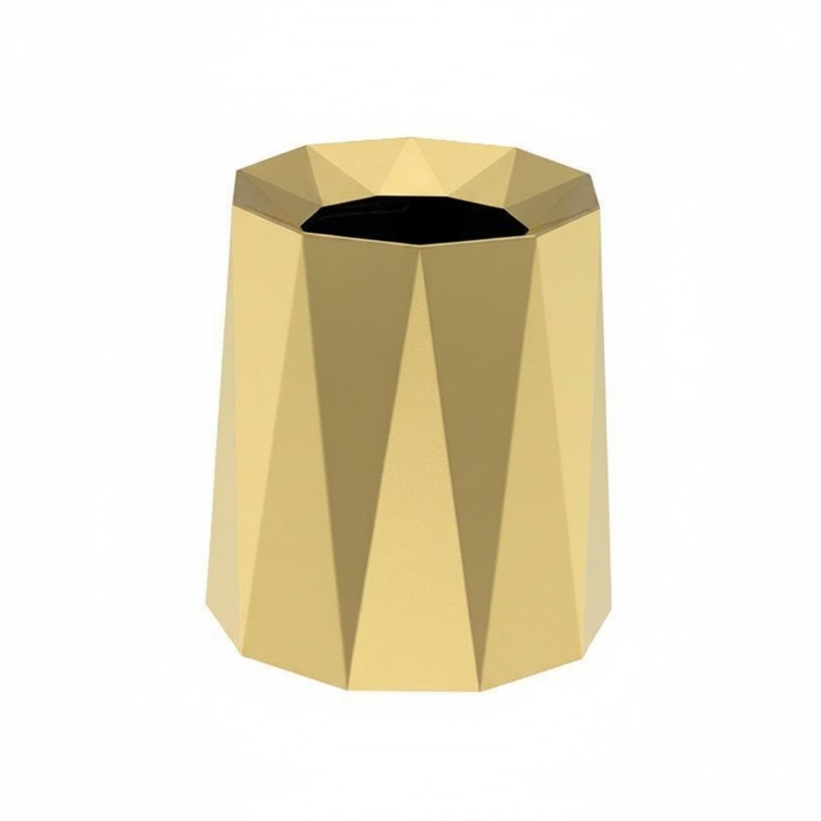 Nordic Design Modern Decorative Garbage Bin Large Capacity Double Layer Trash Can Removable Inner Container Geometric Trash Can Light Luxury for Living Room, Bedroom, Office, Bathroom, Gold, L-picture-22