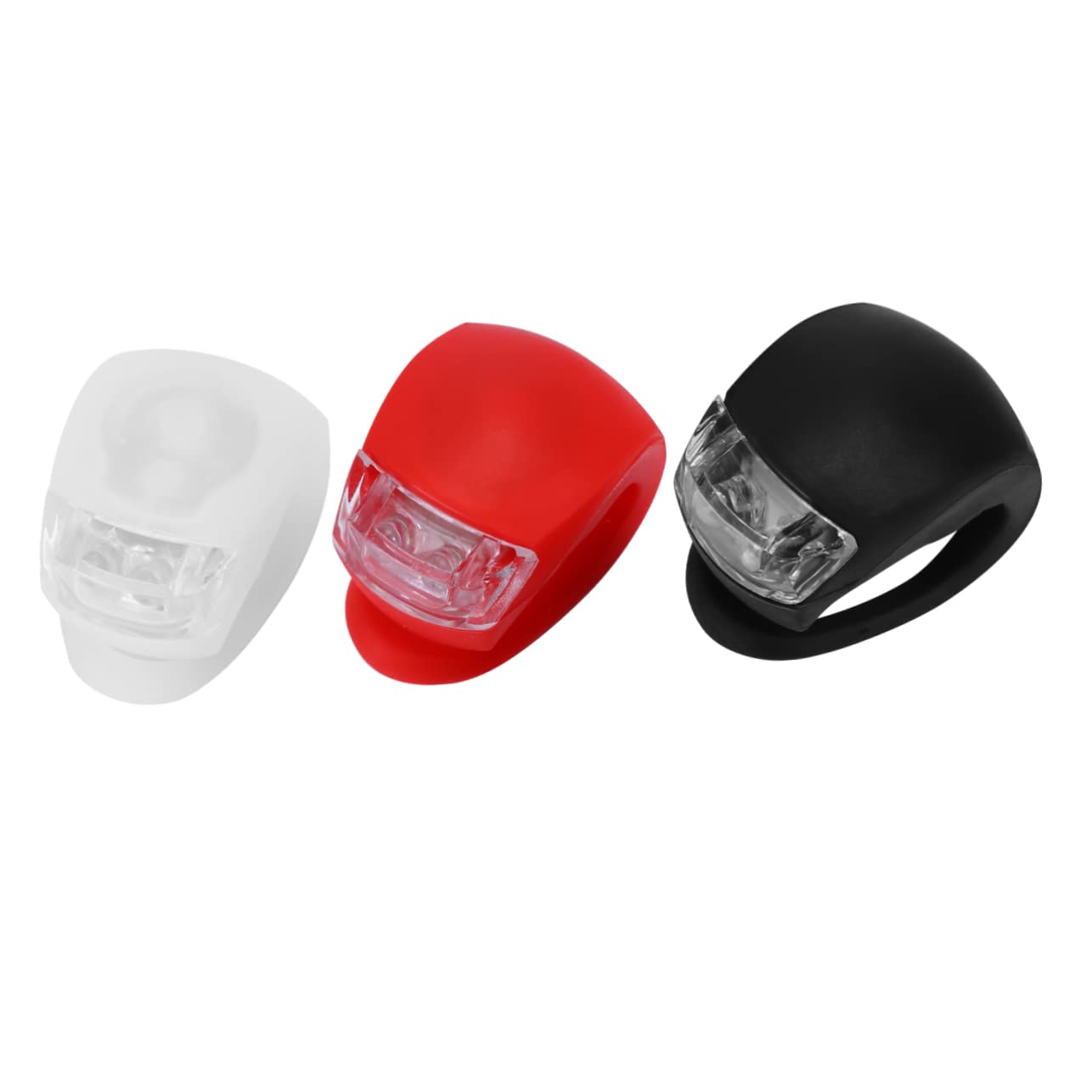 Mipcase 6Pcs Bike LED Warning Light Silicone Front Rear Flash Lamp for Night Riding Easy Tool Installation Durable Design Red Black White Each