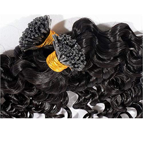 Malaysian Loose Wave Human Hair I Tip Hair Extensions 1g/s 30inch Natural Color 1#/2#/4# Deep Curly Easy Stick Tip Bonded Hair (10inch 100Strand, Natural Color)