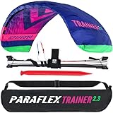 Wolkenstürmer Paraflex Trainer Lenkmatte 2.3 (pink) - Flugfertiger 3-Leiner Kite 230cm mit Trainerbar - Trainer Kite & Windtrainer