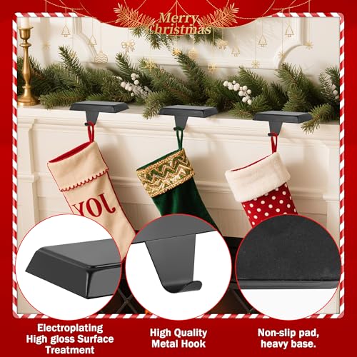 Doitory Christmas Stocking Holder Hanger for Mantle,4 Pack for Xmas Decorations Lightweight and Adjustable for Fireplace Home Decoration - Thumbnail 4
