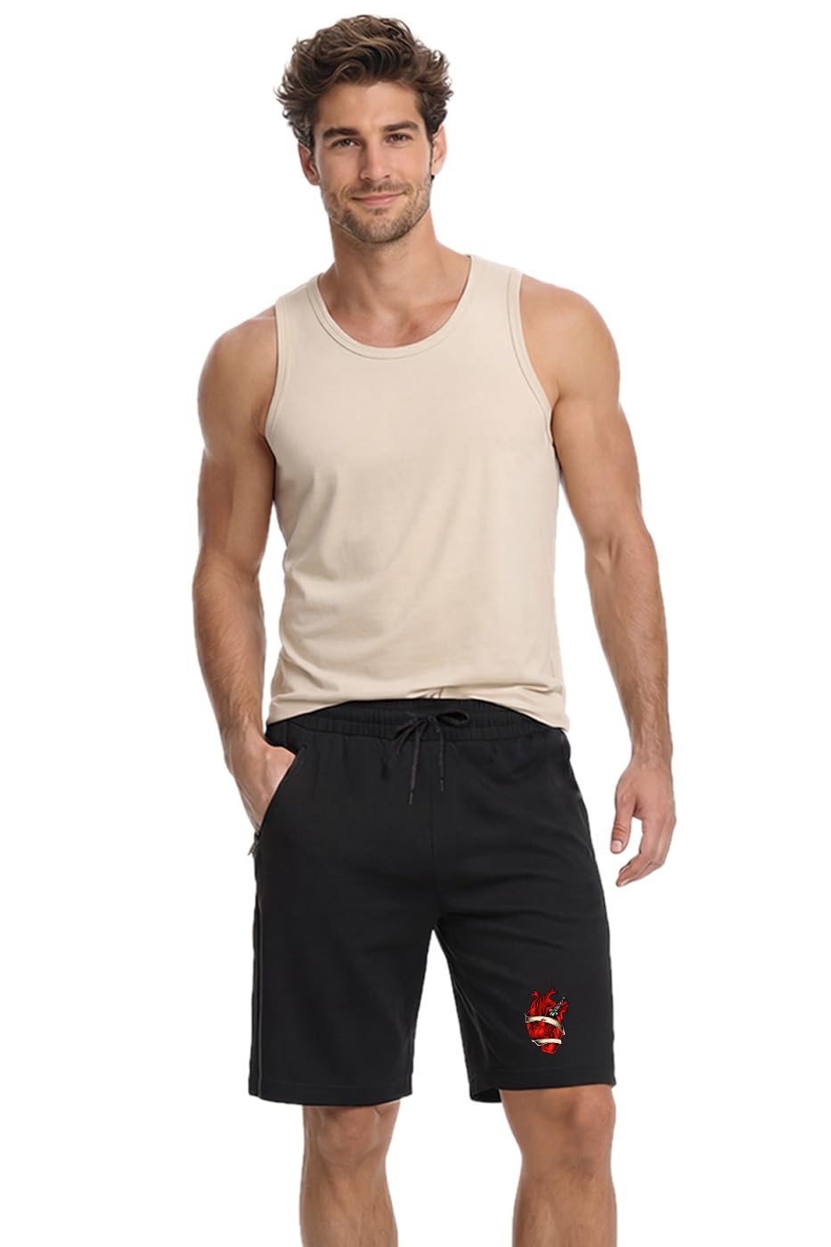 buy that trendz Mens Summer Shorts Red Heart Printed One Side Pockets Regular Shorts for Mens-picture-37