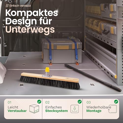 Novaliv Saalbesen mit Rosshaarmischung I 60cm mit Teleskopstiel I weiche Borsten Kehrbesen Hofbesen Feinstaubbesen – Bild 5