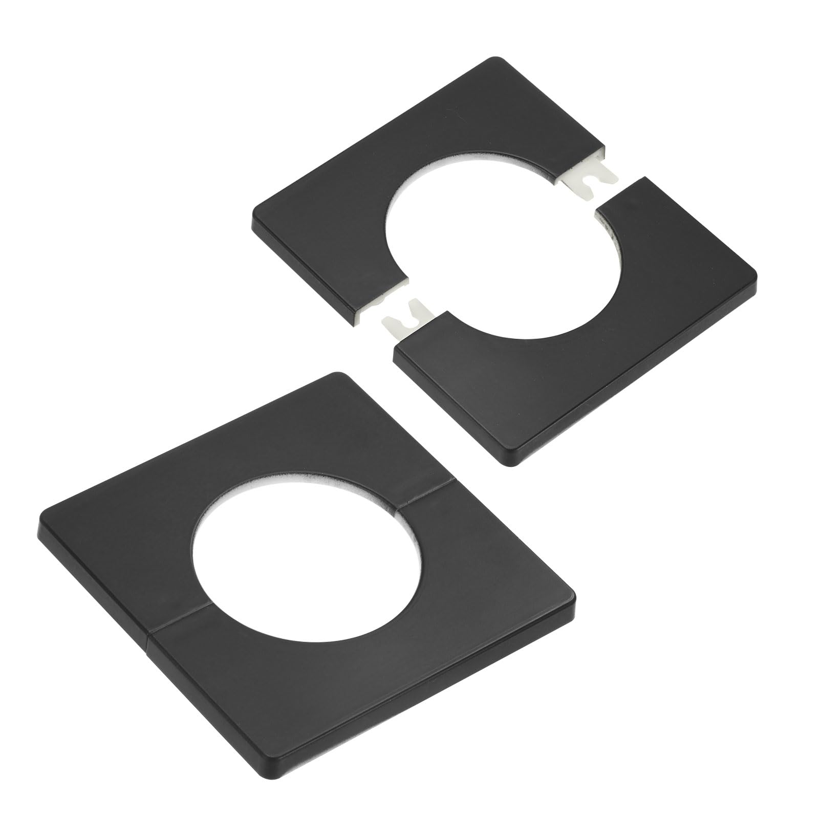 M METERXITY 2-Pack Wall Split Flange, ABS Square Self-Adhesive Escutcheon Plate Cover Buckle for 51mm/2.01in Dia Pipe Accessories/Floor/Ceiling, Plumbing Cover Plates [Black,7mm/0.28in H]