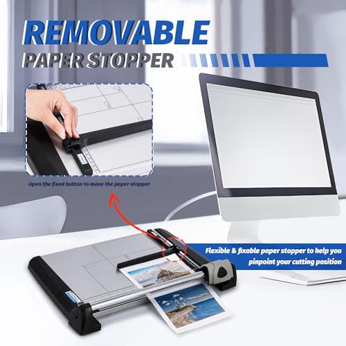 Image of Rotary Paper Trimmer, 15 Sheets Heavy Duty Paper Trimmer, 360mm(14.17 inch) Cutting Length, Commercial Grade Rotary Paper Cutter for Home /Office /School, Black & Silver