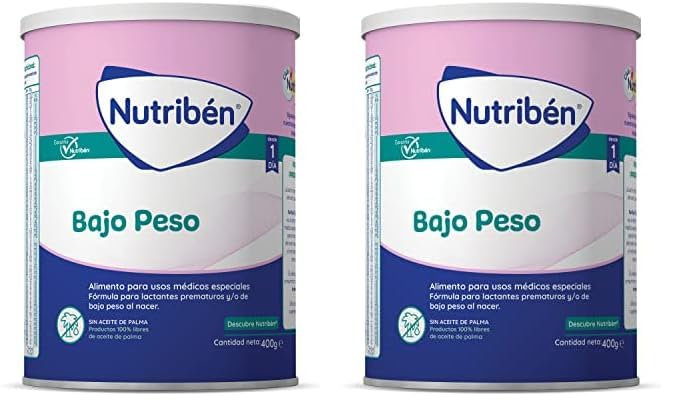 Nutribén Bajo Peso - Leche en Polvo Bajo Peso para Bebés Prematuros o Nacidos con Bajo Peso desde el Primer Día | Alimento Completo | sin Aceite de Palma | con Cacito Dosificador | 1 Bote de 400g