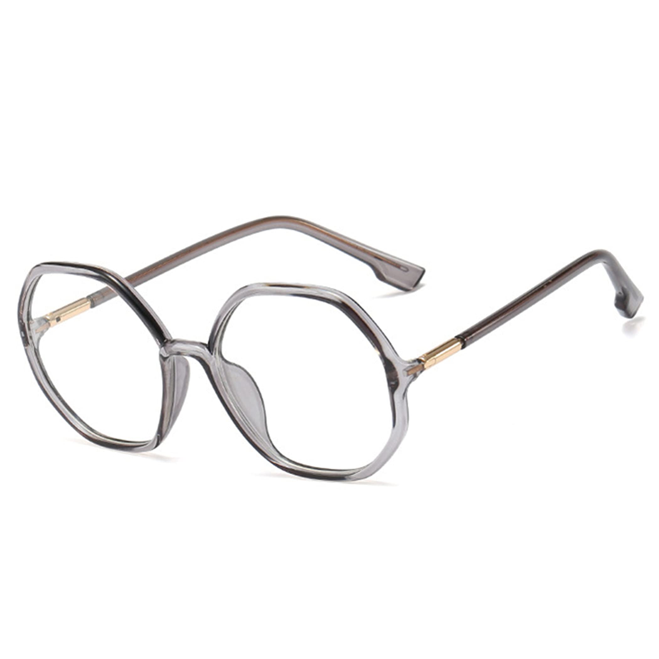 bullabulling Retro Polygon Reading Glasses For Women Blue Light Blocking Oversized Eyeglass Frames Large lens (silver, 2.75)