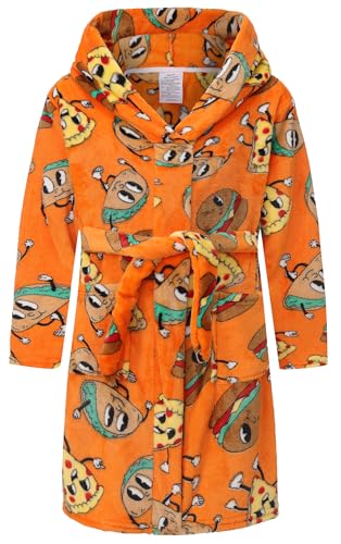 Image of Kid Fleece Hooded Robes Girls Bathrobes Boys Soft Plush Sleepwear Toddler Fuzzy Pajamas