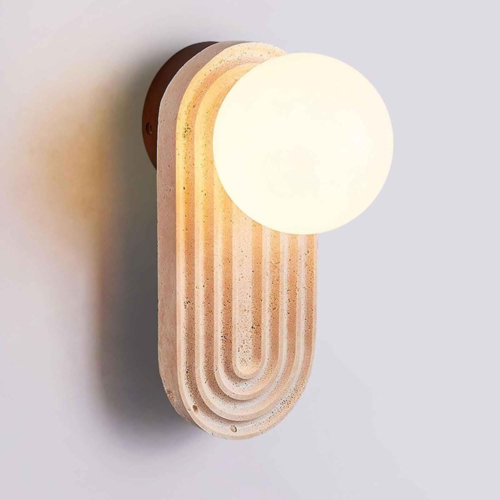 Guoguosm Multicolor 9.8In Yellow Travertine Glass Wall Lamp, Modern Industrial Style Hard Wire Connection Wall Sconce, G9 Screw Natural Stone Wall Light, Dressing Table Corridor Decorative Light Fixtures