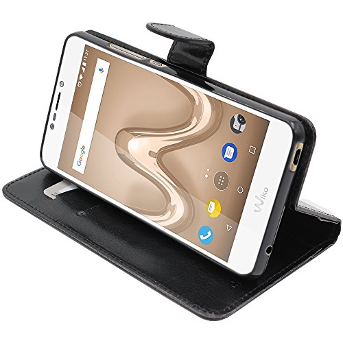 ebestStar - Coque Compatible avec Wiko Tommy 2 Plus Etui PU Cuir Housse Portefeuille Porte-Cartes Support Stand, Noir [Appareil: 155.3 x 76.8 x 8.9mm, 5.5'']