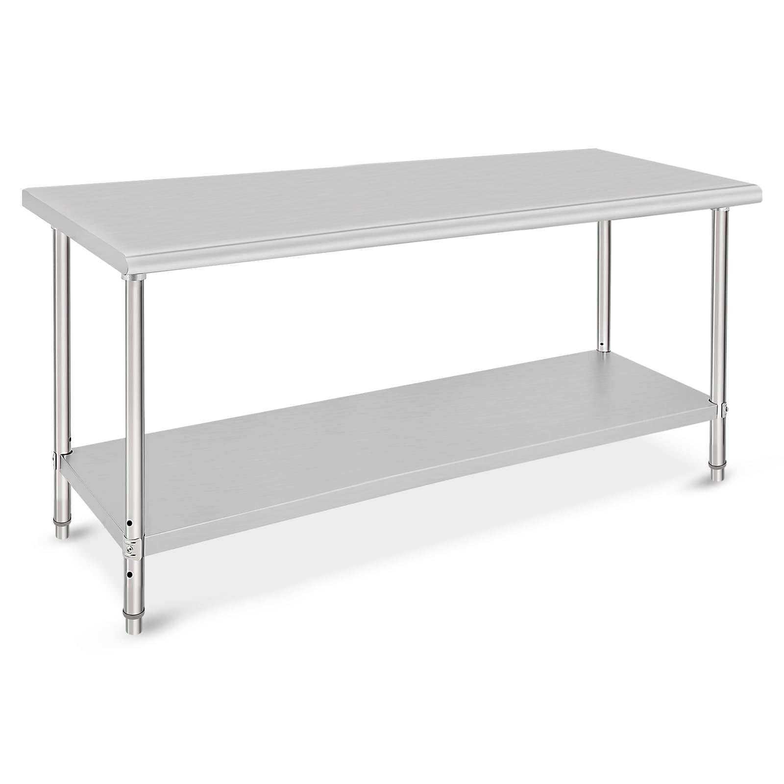 GarveeTech Stainless Steel Prep Table, NSF Commercial Work Table 72 x 30 x 35 in with Undershelf, Stainless Steel Table for Food Prep & Work, Heavy