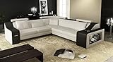ECKCOUCH XXL Polsterecke Leder weiß schwarz Sitzecke Berlin II