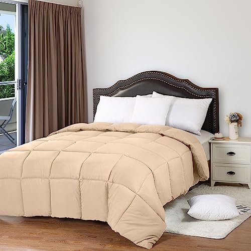 Image of Utopia Bedding Comforters King Size, All Season Duvet Insert, Down Alternative Box Stitched Bed Comforter with Corner Tabs, Machine Washable (Beige)