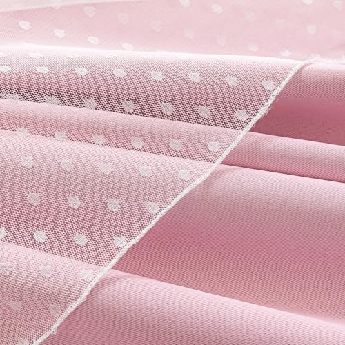 Image of MYSKY HOME Light Pink Blackout Curtains for Girls Bedroom 52Wx63L,2 Panels | Baby Pink Blackout Curtains with Polka Dots Sheer Overlay, Grommet Tops,Window Drapes for Nursery Kids Bedroom Living Room
