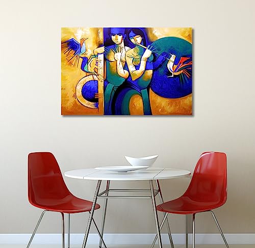 Image of Tamatina Religious Art Canvas Painting | Krishna | God Unframed painting for Home decor|size - 24X16 Inches.b191