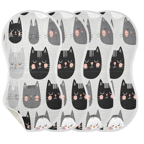 Cartoon Cat Burp Cloths Cotton Baby Washcloths,Large 22x11in Burping Cloth Absorbent and Soft for Newborn Baby Boys and Girls,1 Pack3