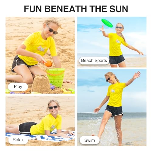 Image of Kanu Surf Girls' Jade Rash Guard UPF 50+ Sun Protection Short Sleeve Swim Shirt