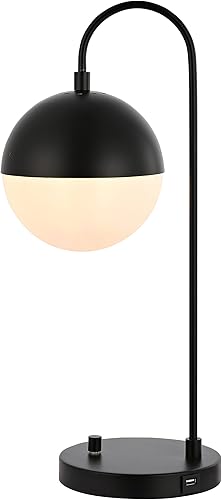Miniatura 2 de SAFAVIEH Lighting Collection Cappi - Moderna lámpara de mesa negra de 21 pulgadas para dormitorio, sala de estar, oficina en casa, escritorio,