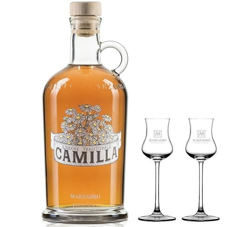 DISTILLERIA MARZADRO CAMILLA LIQUORE DI CAMOMILLA IN GRAPPA 70 CL CON 2 BICCHIERI