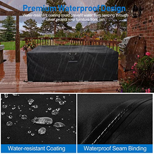 Paswith Outdoor Patio Furniture Covers Waterproof 600D Strong Tear Resistant Outdoor Table Covers, Patio Furniture Covers Windproof Uv & Fade Resistant For Outdoor Furniture(138" L×103" W×32" H) #TOP3
