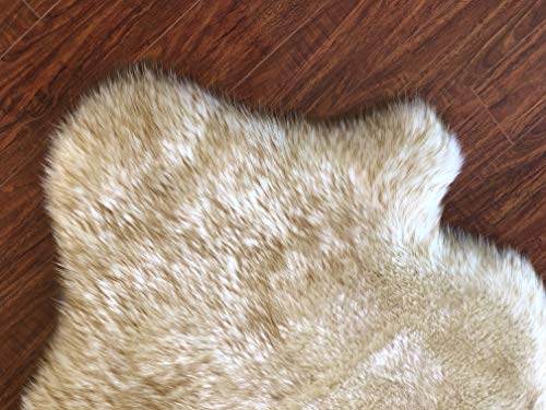 Lambzy-Faux-Sheepskin-Hypoallergenic-Free-Shape-Silky-Shag-Rug-Luxury-Shaggy-Silky-Plush-Carpet-for-Bedrooms-Rugs-Living-Room-Sofa-Floor-Rugs-Quarto-4-Pelts-4x6-White-with-Brown-Tips