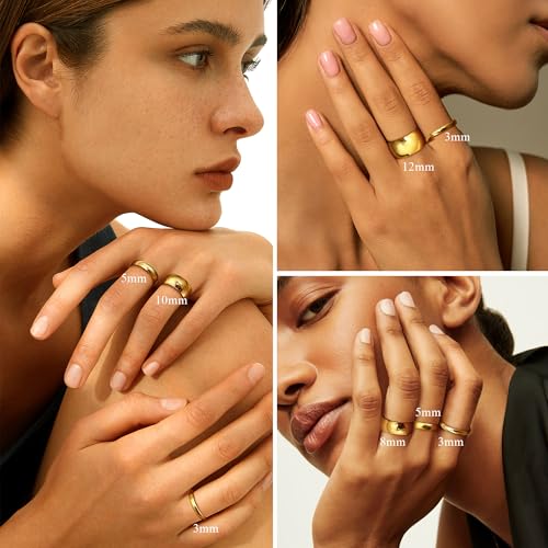 Florideco 14K Gold Filled Unisex Thumb Ring, Gold Band, Stackable Ring, Wedding Band, Size 83