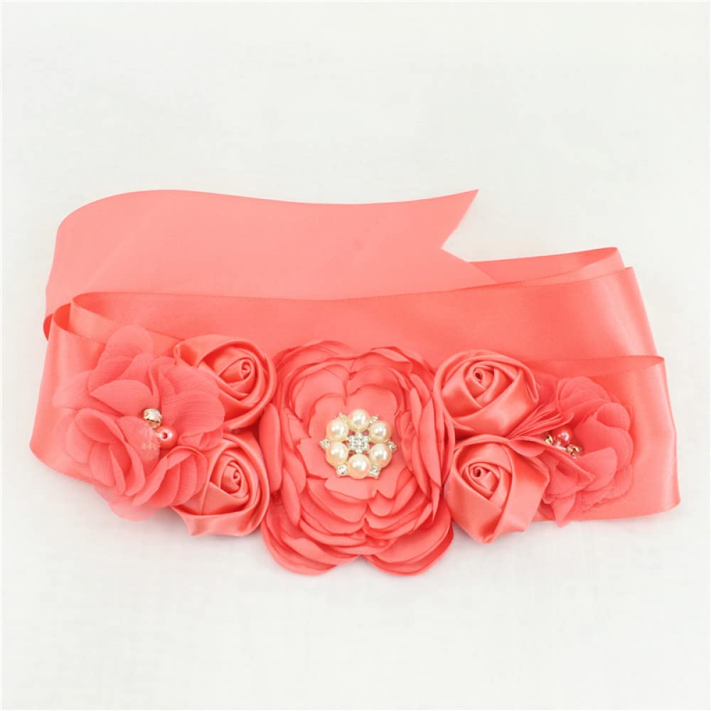 CHANYI Gürtel für Damen Kleid Frauen Elegante Satin Blume Schärpe Handgemachte Perle Bund Brautband Cummerbunds Hochzeit Kleid Hüftgurt