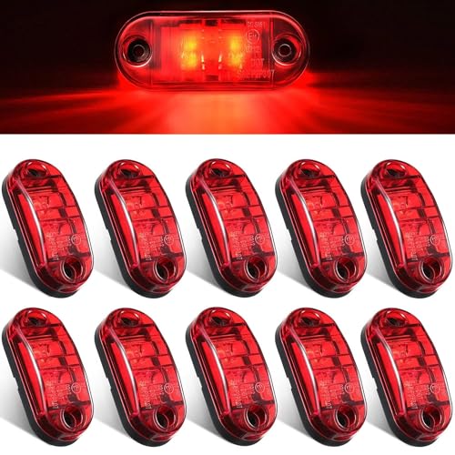 Greluma 10 pcs DC12v/24v feux de remorque à led,2 leds Imperméable feux de position latéraux de remorque à led feux de circulation à signal ovale feux de...