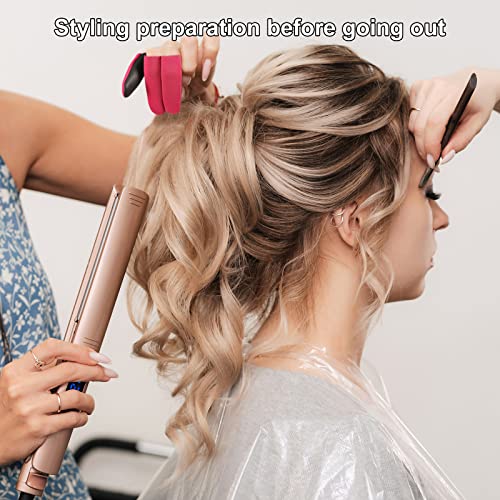 6 pieces high heat resistant finger protection guards thermal finger covers for curling and flat irons wands blow dryers hair dye heat protector glove black and rose red thumb and 2 fingers