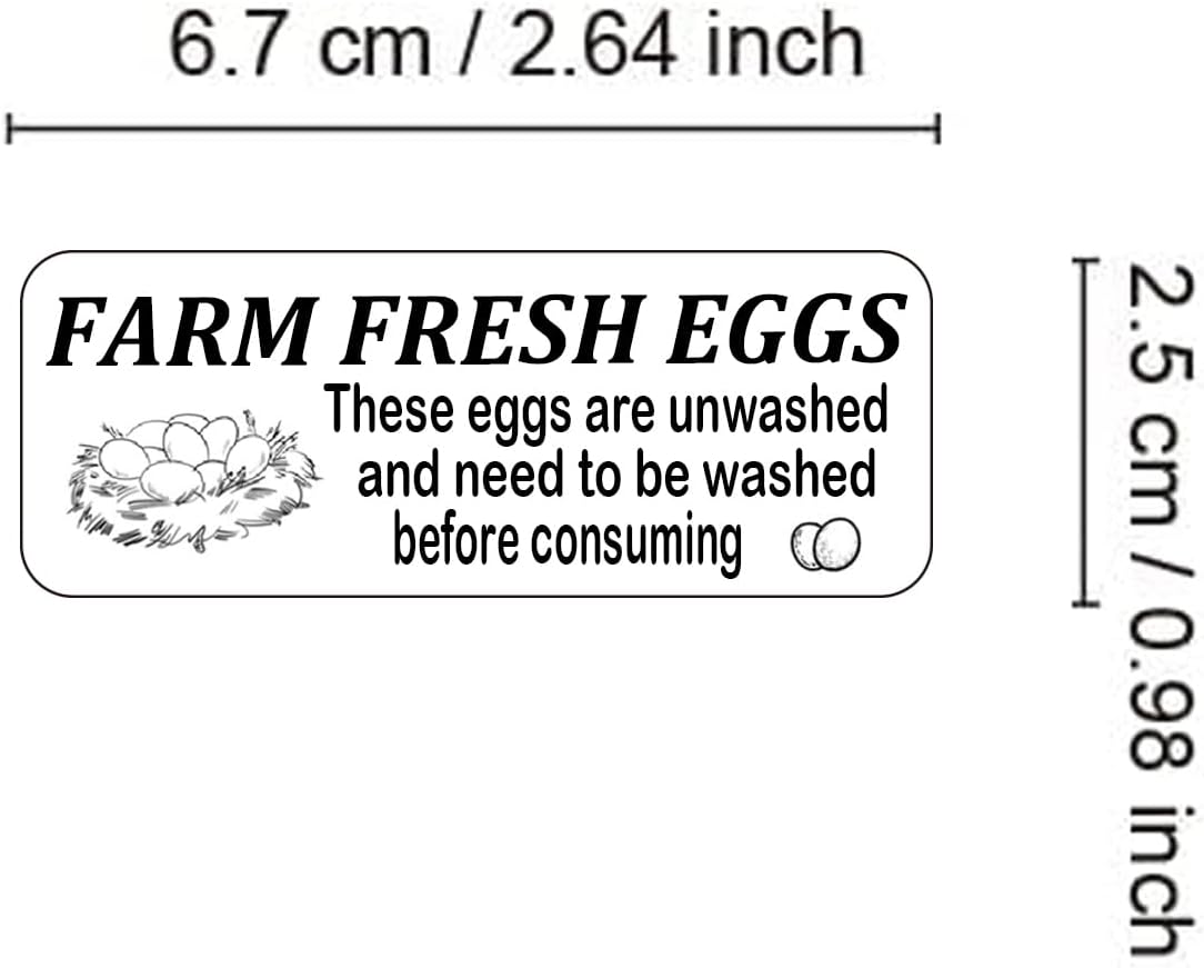 Farm Fresh Eggs Carton Labels Farm Fresh Egg Unwashed Stickers,1 x 2.65 Inch Self Adhesive Egg Handling Labels for Chicken,Egg Packaging (300 Pcs) - Image 2